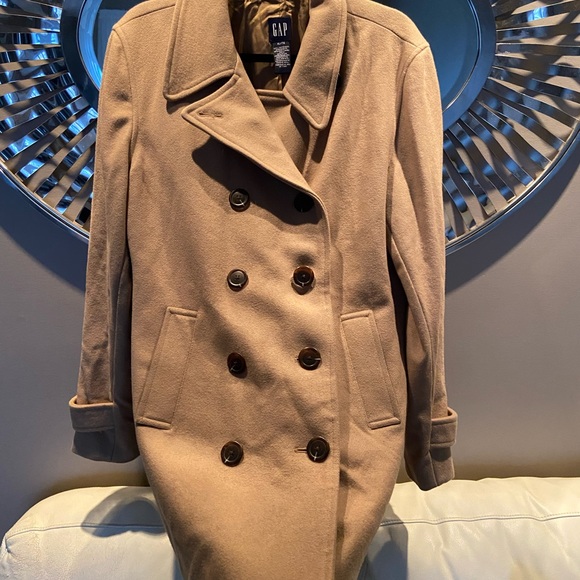 GAP XL (armpit 22 length 33) - Beige Brown Tan Camel pea coat jacket - Picture 4 of 14